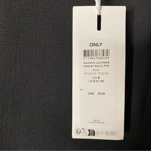 Only Nova Lux Paris Singlet Solid Black Tank Top NWT - Picture 9 of 10